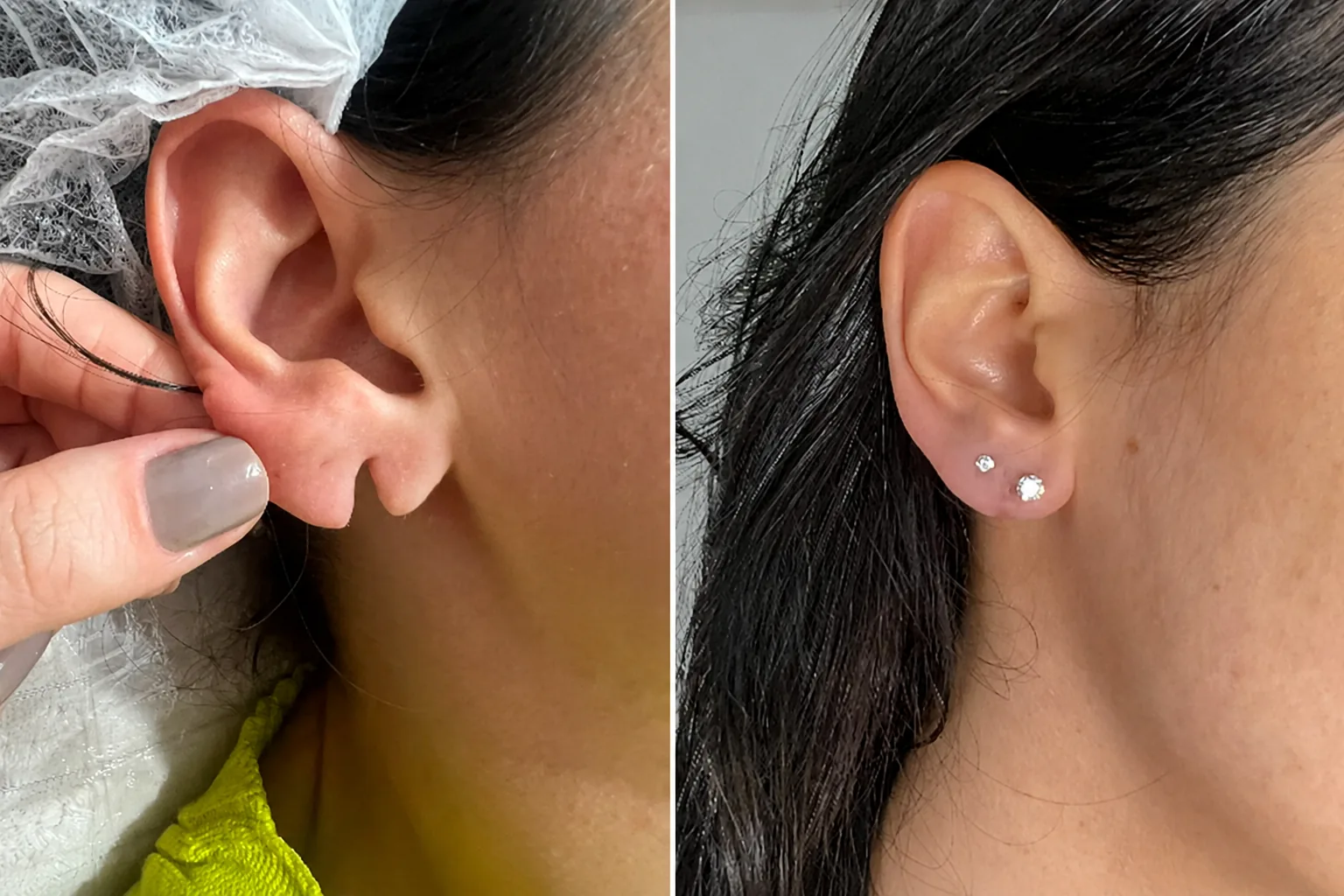 Trabalho realizado, piercing na orelha
