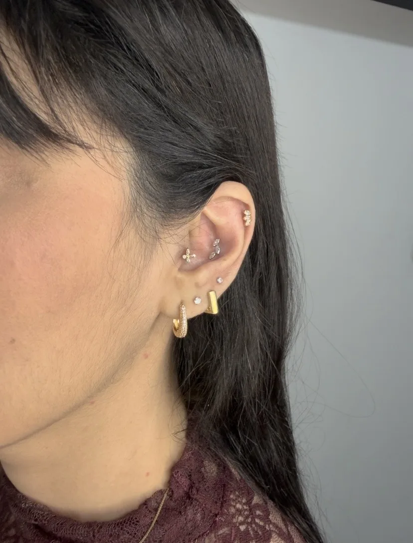Trabalho realizado, projeto auricular com piercings na orelha