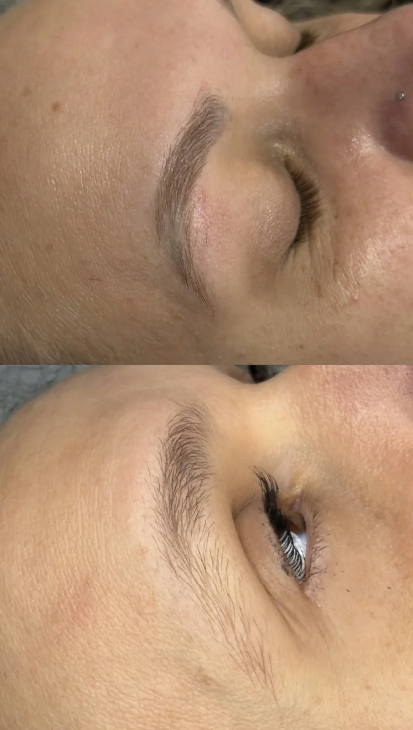 Trabalho realizado, micropigmentação de sobrancelha, antes e depois